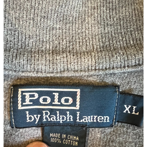 Polo Ralph Lauren Pullover Mens Size XL Gray Zip Pullover Flesh Pony Relax Heavy - Picture 2 of 10